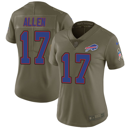 Nike Bills #17 Josh Allen Olive Women's Stitched NFL Limited Salute to Service Jersey